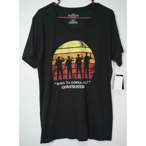 Ghostbusters Who You Gonna Call? Women 2XL‎ Black Retro T-Shirt NEW